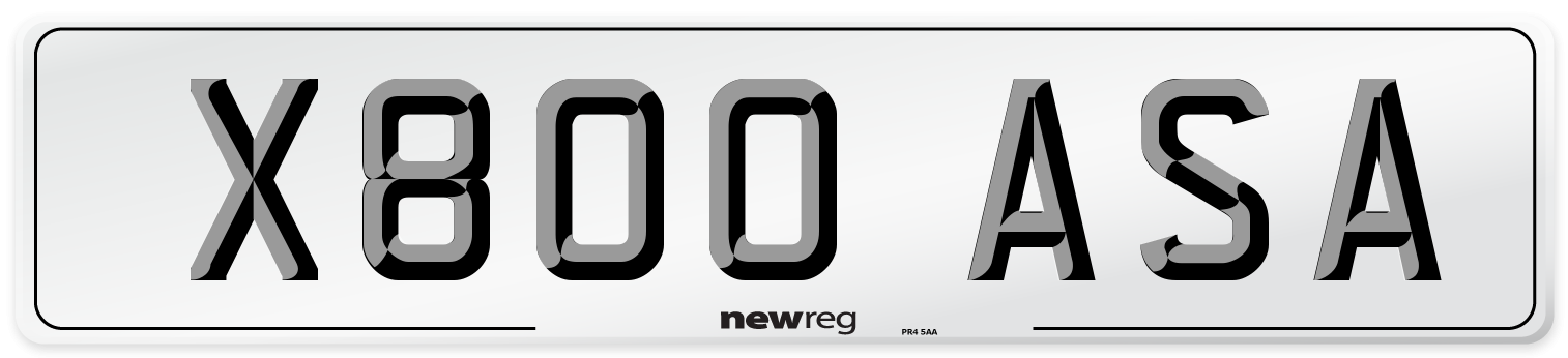 X800 ASA Number Plate from New Reg
